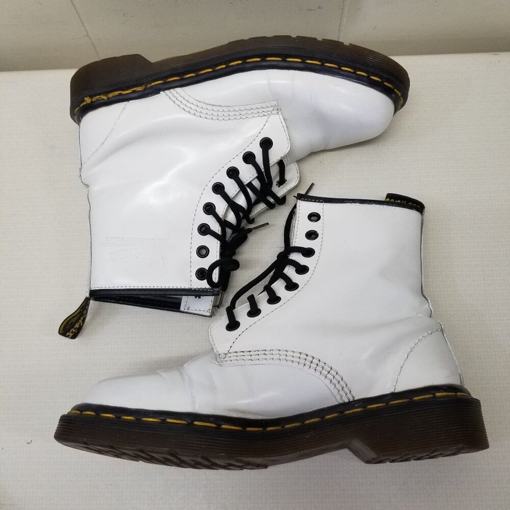 Doc Dr Marten UK5 White Chunky Boots Lace Up Lug Sole MIE High‎ Tops US7